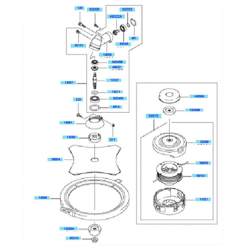 Kawasaki KBH27A  (HA027G-AS50) Parts Diagram, Case/ Cutter