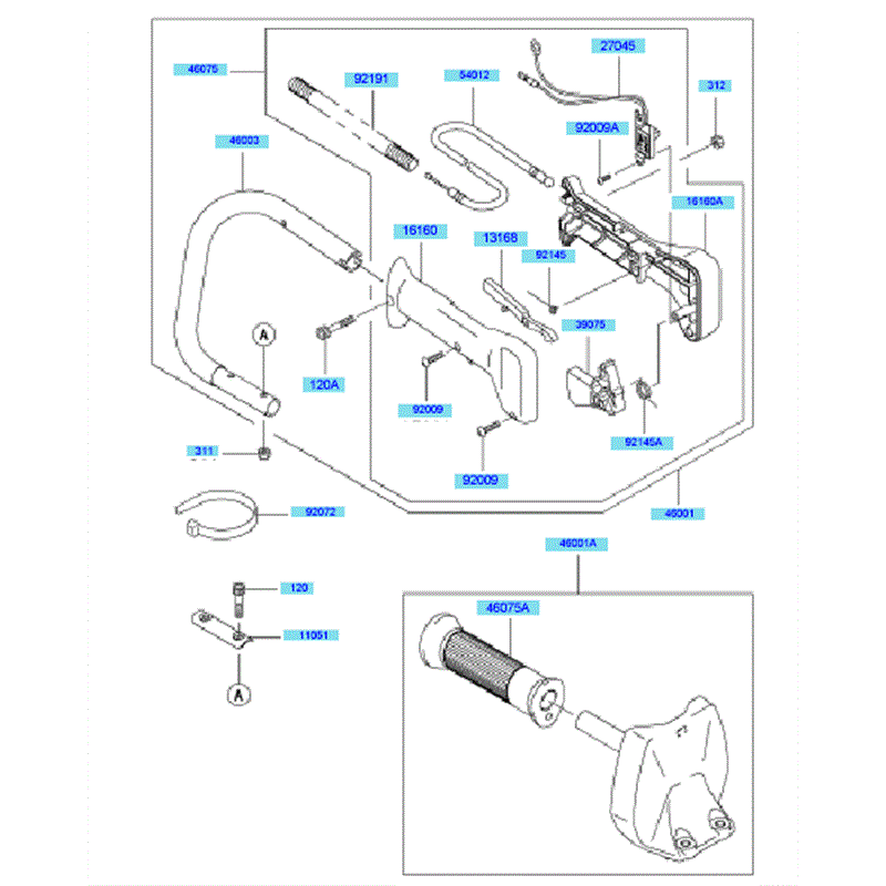 Kawasaki KHS750A  (HB750B-AS50) Parts Diagram, Handle & Guard