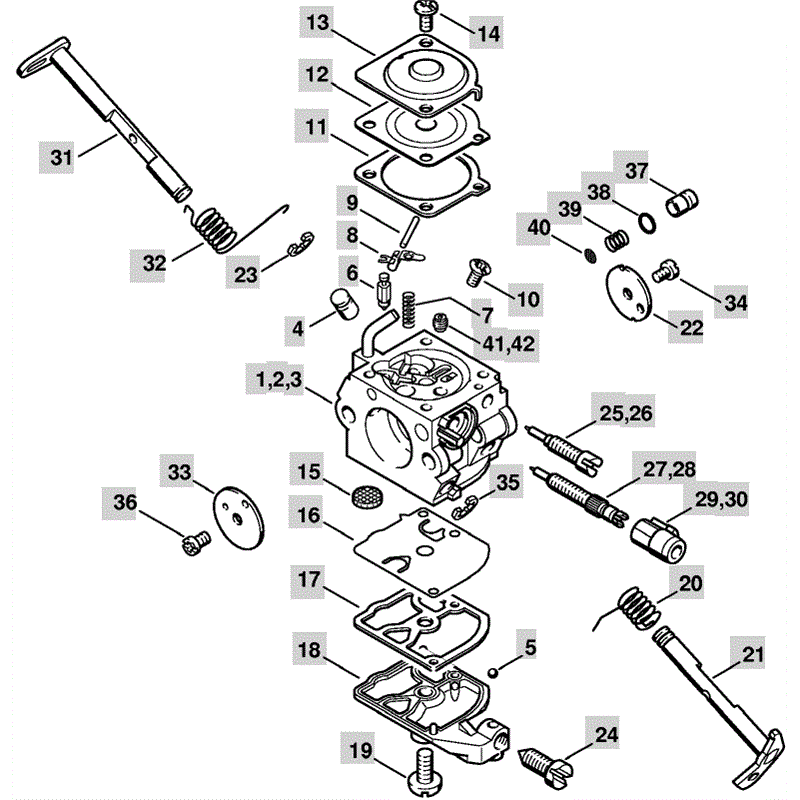 Stihl MS 250 Chainsaw (MS250 C) Parts Diagram, Carburetor C1Q-S91A