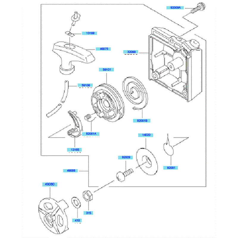 Kawasaki KBL45A (HA045A-AS50) Parts Diagram, Starter