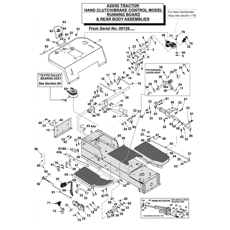 Countax A2050 - 2550 Lawn Tractor 2010 (2010) Parts Diagram, HAND CLUTCH/BRAKE FROM SERIAL 00126