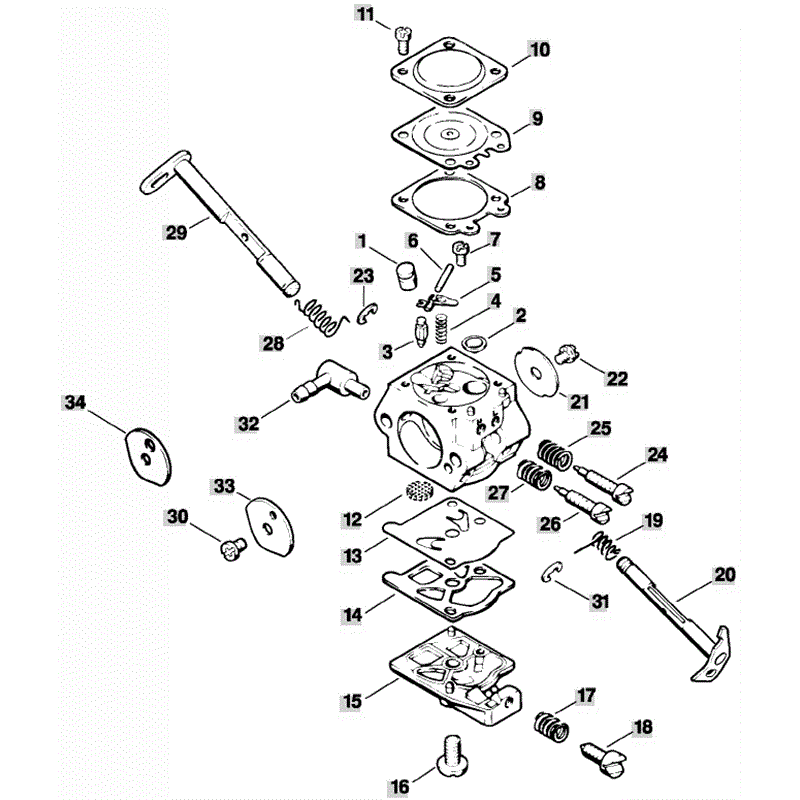 Stihl MS 250 Chainsaw (MS250 C) Parts Diagram, Carburetor WT-215