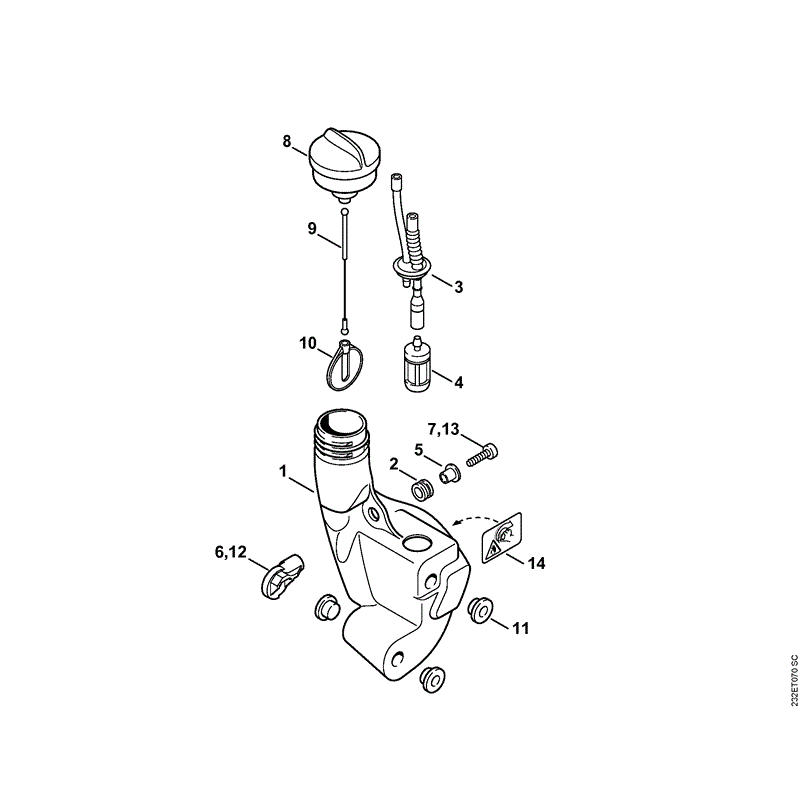 Stihl FS 38 Brushcutter (FS382-Mix) Parts Diagram, Fuel tank