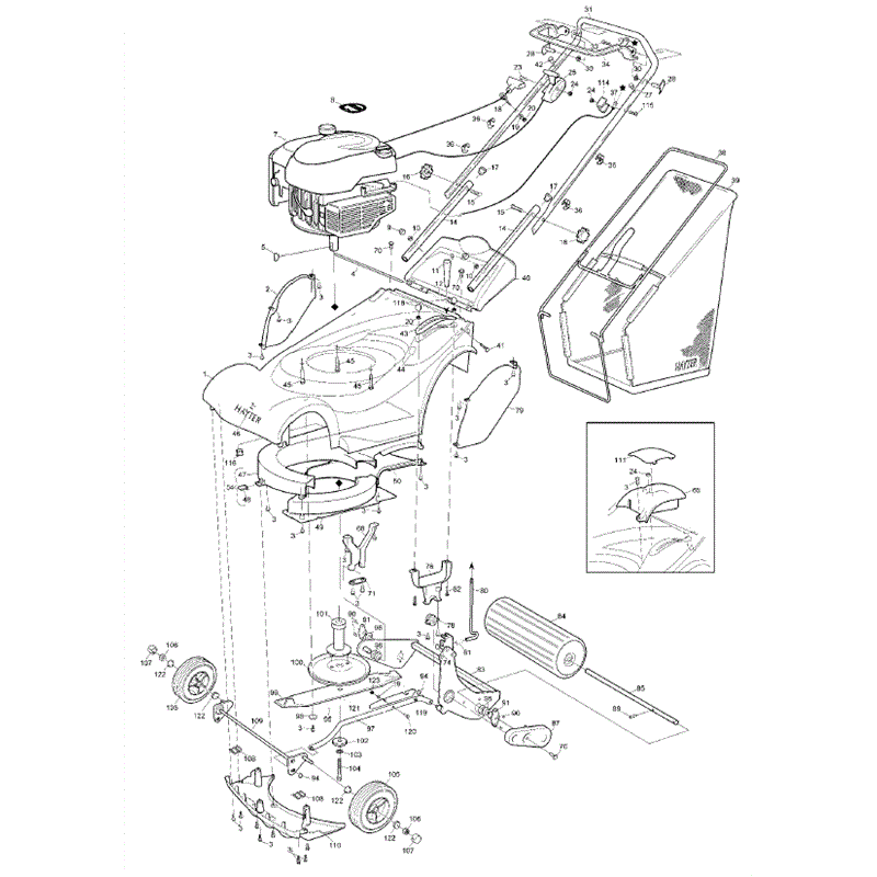 Hayter Harrier 41 (410) Lawnmower (410E290000001-410E290999999) Parts Diagram, Mainframe Assembly