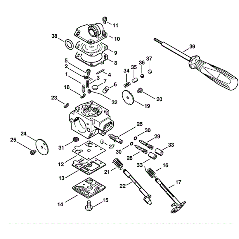 Stihl MS 361 Chainsaw (MS361 RZ) Parts Diagram, Carburetor HD-34A