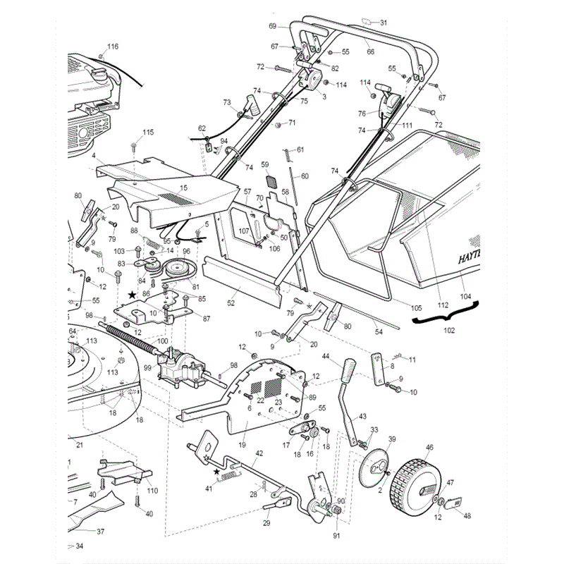 Hayter Double Three (533S) Parts Diagram, Rear Assembly