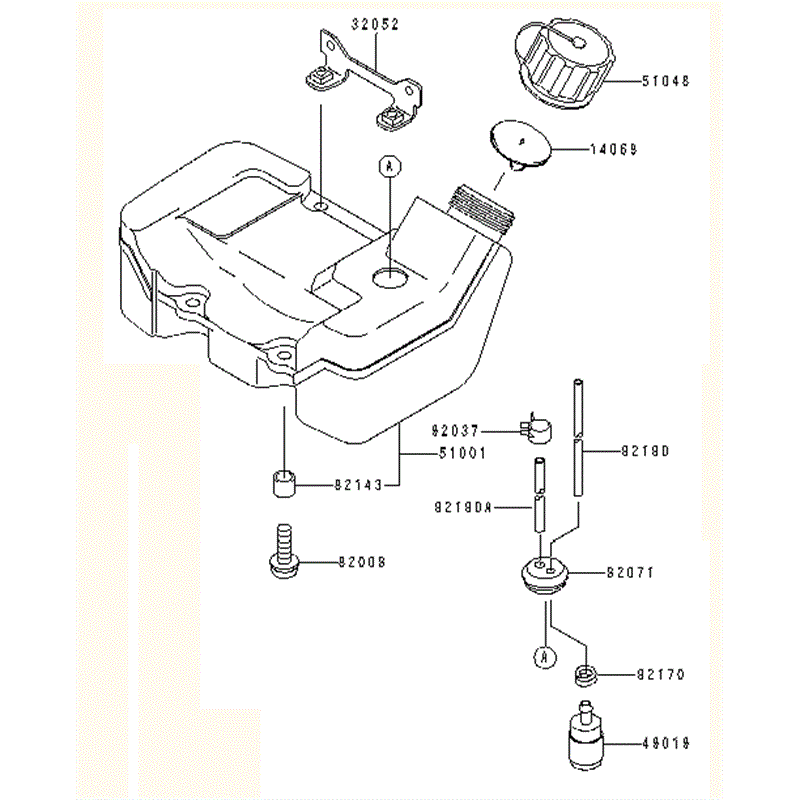 Kawasaki KBH43A (HA043F-AS50) Parts Diagram, FUEL-TANK/FUEL-VALVE