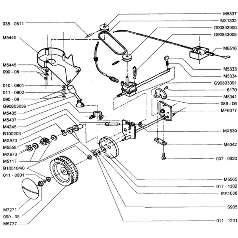 Mountfield Mercury-Jupiter (MP86902-MP86702) Parts Diagram, Powerdrive Assy