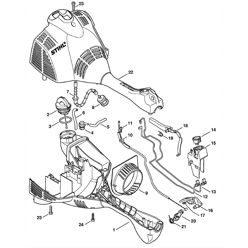 Stihl FS 55 Brushcutter (FS55RC-EDZ) Parts Diagram, Engine housing (Loop handle)