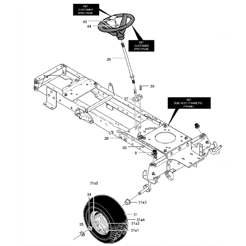 Hayter 19/40 (146S001001-146S099999) Parts Diagram, Steering Assembly