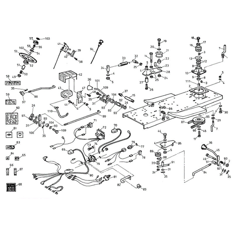 1993 S-T & D SERIES WESTWOOD TRACTORS	 (1993) Parts Diagram, Electrics/ steering wheel