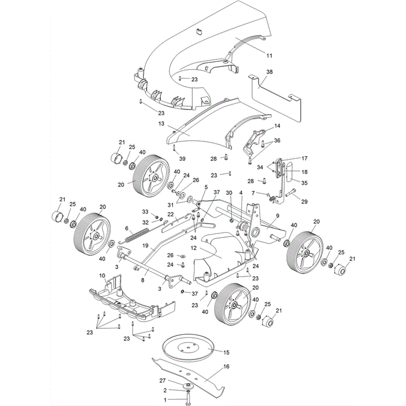 Hayter Spirit 41 Wheeled Lawnmower (616) (616J315000001 and up) Parts Diagram, Lower Assembly