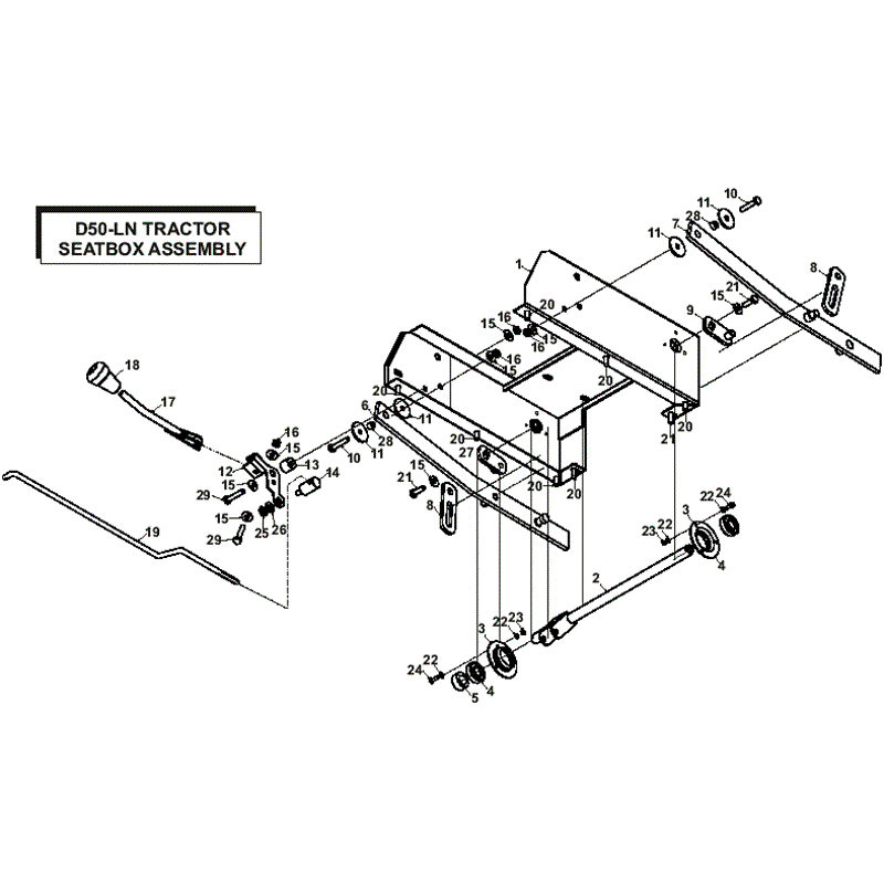 Countax D50LN Lawn Tractor 2007 (2007) Parts Diagram, Seatbox Assembly