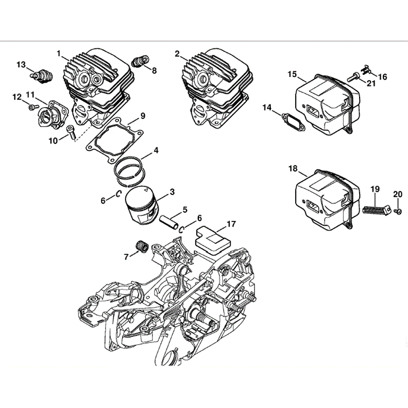 Stihl MS 261 Chainsaw (MS261 VW) Parts Diagram, Cylinder