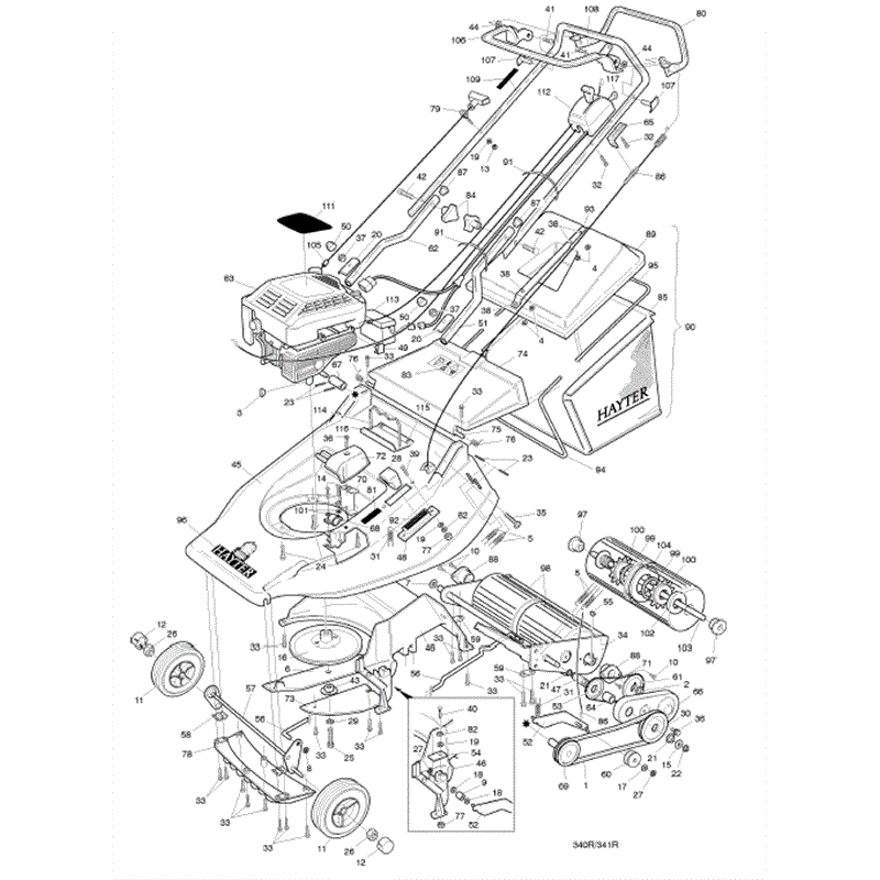 Hayter Harrier 56 (340) Lawnmower (340R001001-340R099999) Parts Diagram, PSEI724 Mainframe Assembly