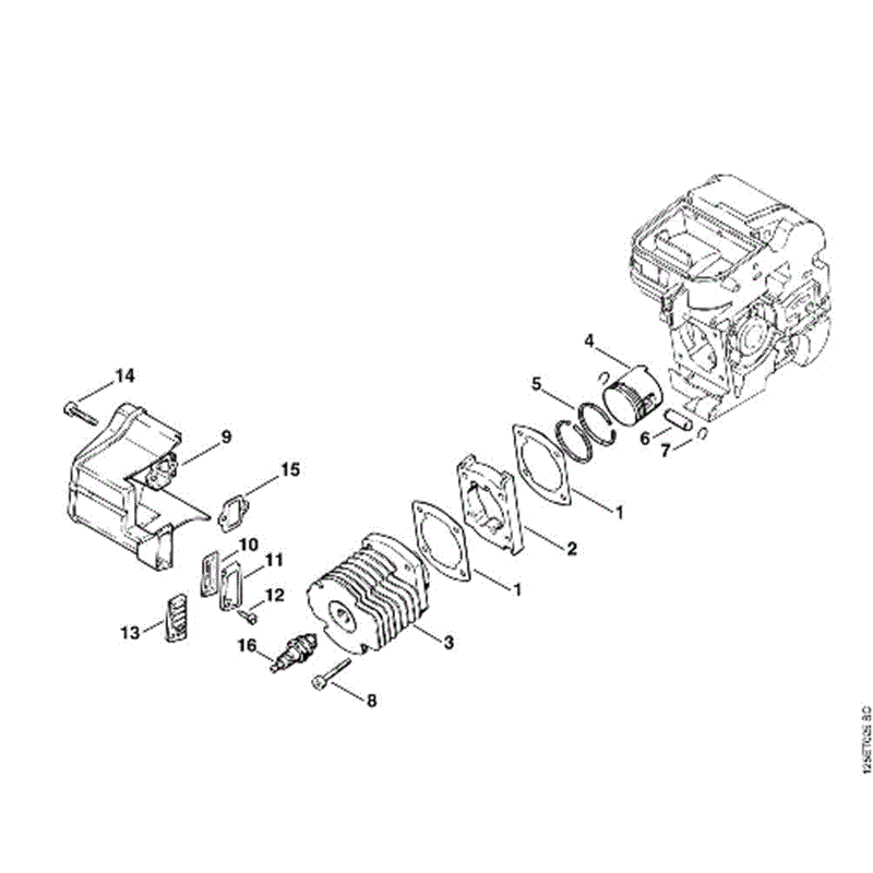 Stihl 009 Chainsaw (009) Parts Diagram, B-Cylinder