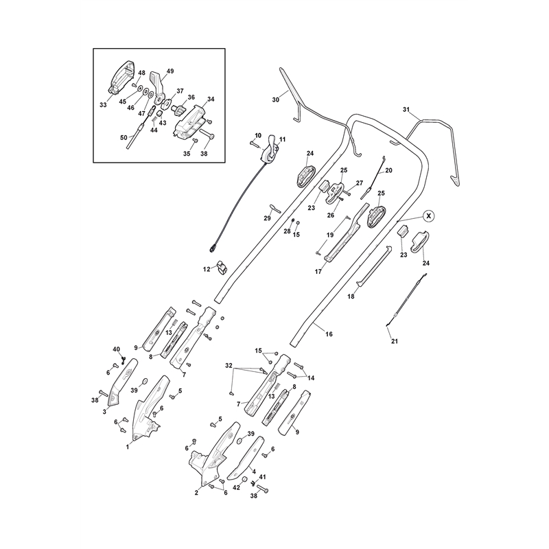 ATCO (New From 2012) LINER 22SH BBC  (2019) (2019) Parts Diagram, Handle