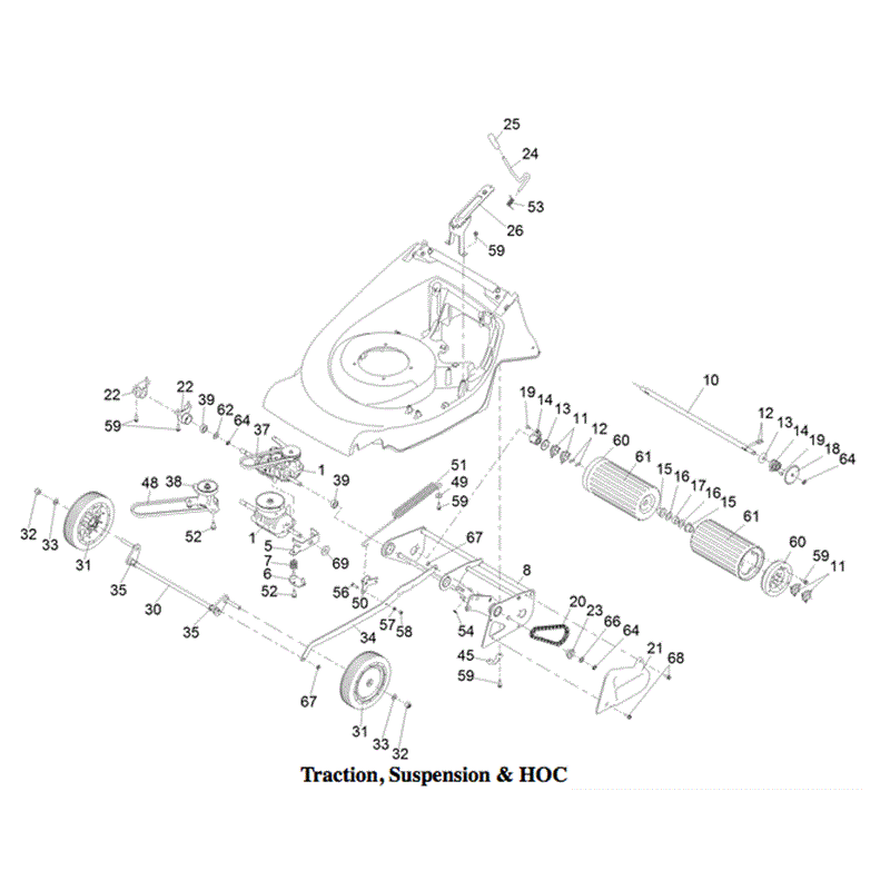 Hayter Harrier 56 (579) Lawnmower (579A - 404000000 - 999999999) Parts Diagram, Traction, Suspension & HOC