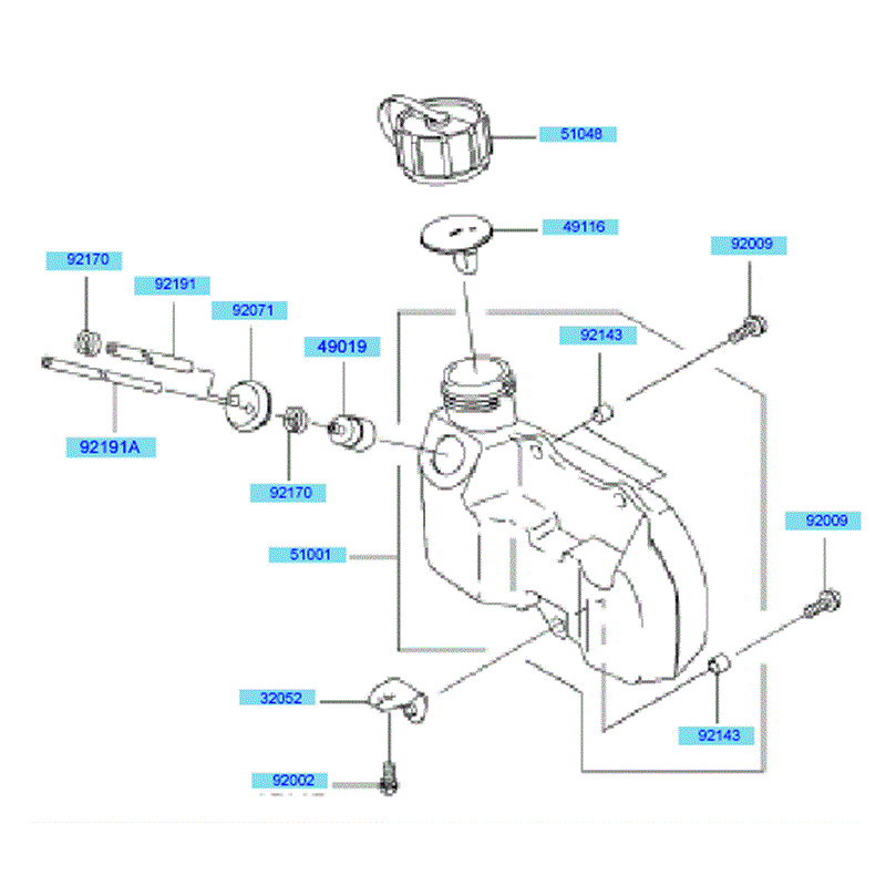 Kawasaki KHS750A  (HB750B-BS50) Parts Diagram, Fuel Tank & Fuel Valve