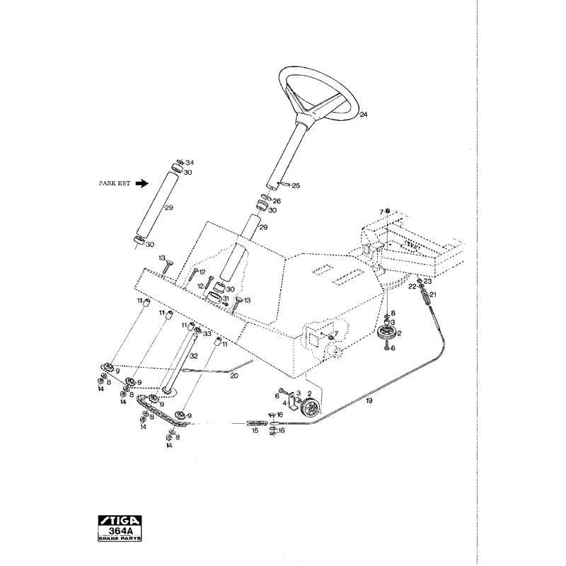 Stiga Park 12 (13-1258-16 [1993]) Parts Diagram, Steering_0