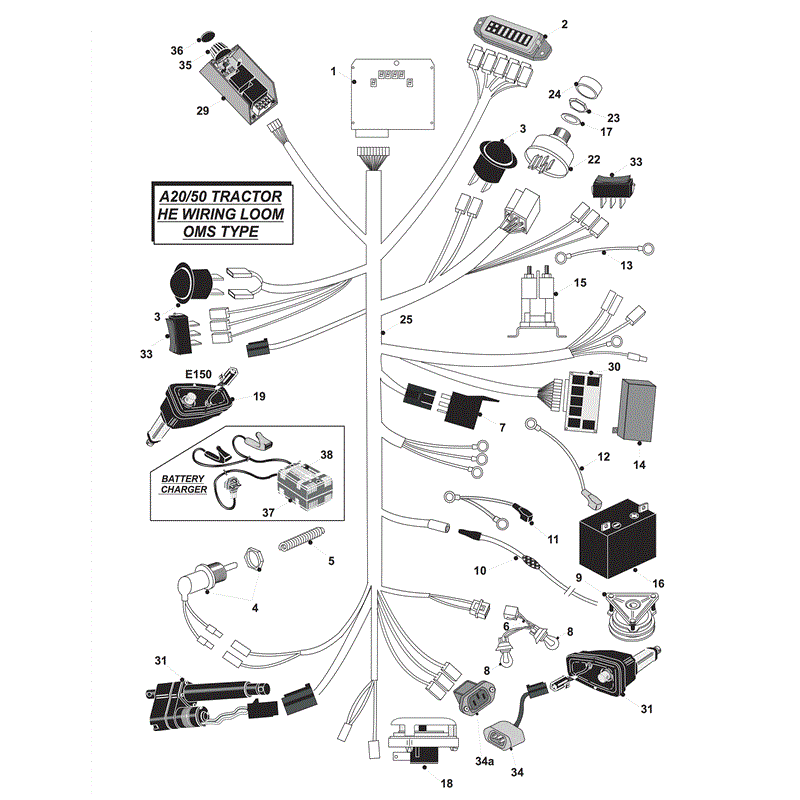 Countax A2050 Lawn Tractor 2004 (2004) Parts Diagram, ELECTRICAL PARTS (HE Operators Management System)