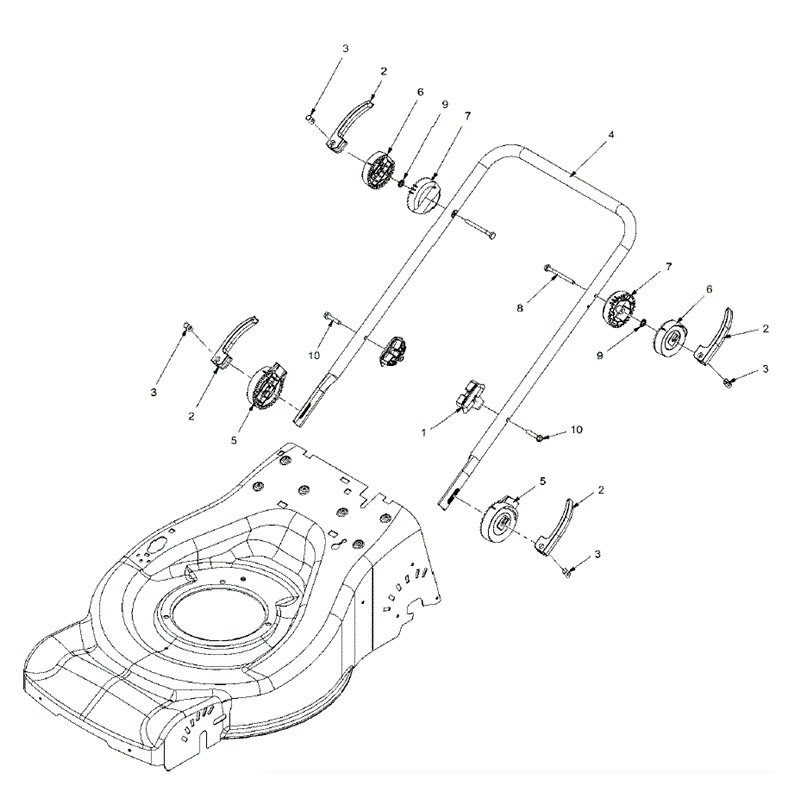 Hayter R48 Recycling (446) (446E280000001-466E290999999) Parts Diagram, Lower Handle Assembly