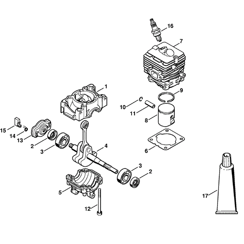 Stihl FS 40 Brushcutter (FS40C-EZ) Parts Diagram, Crankcase, Cylinder