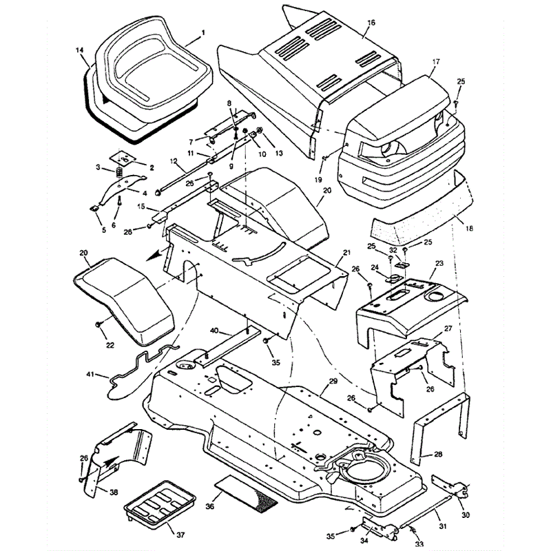 Hayter 12/30 (143P001001-143P099999) Parts Diagram, Chassis & Hood