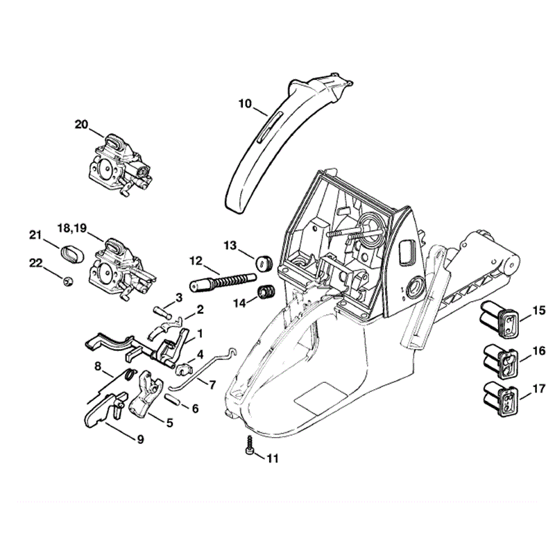 Stihl MS 650 Chainsaw (MS650 Magnum BR) Parts Diagram, Throttle Control