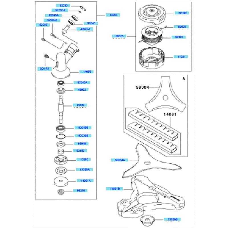 Kawasaki KBH34A (HA034G-BS50) Parts Diagram, Case Cutter
