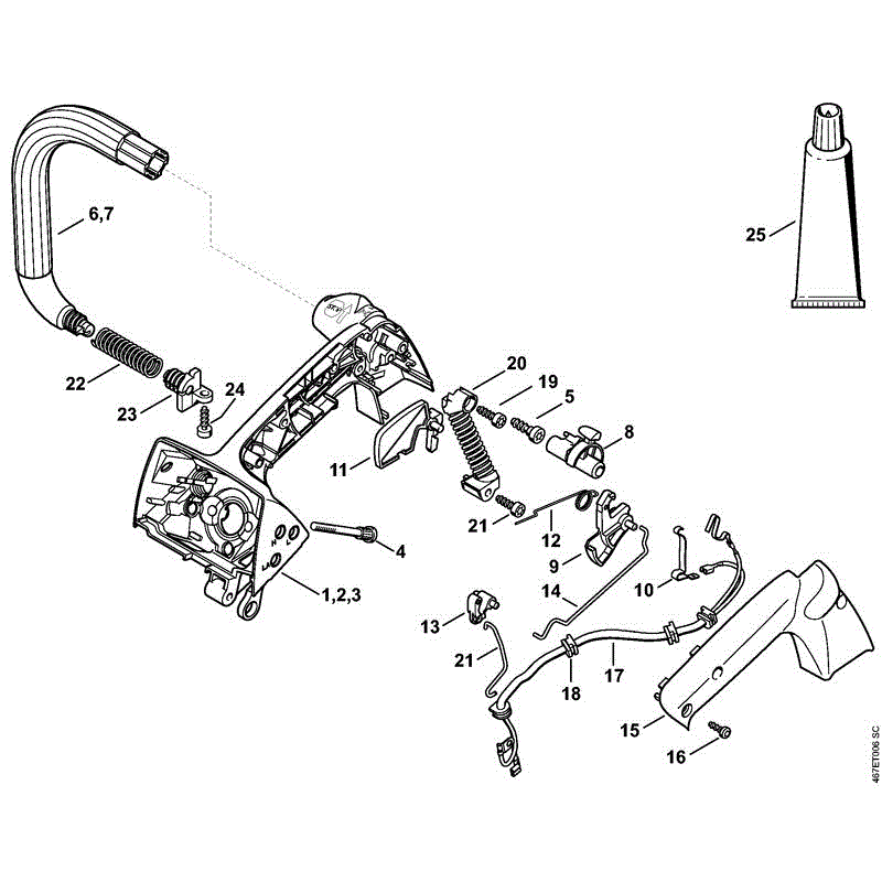 Stihl MS 193 CHAINSAW (MS 193 T ) Parts Diagram, MS193T-G-HANDLE-HOUSING