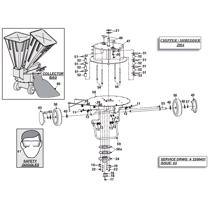 Westwood 2004 - 2005 S&T Series Lawn Tractors (2004-2005) Parts Diagram, Chipper Shredder 2004 b