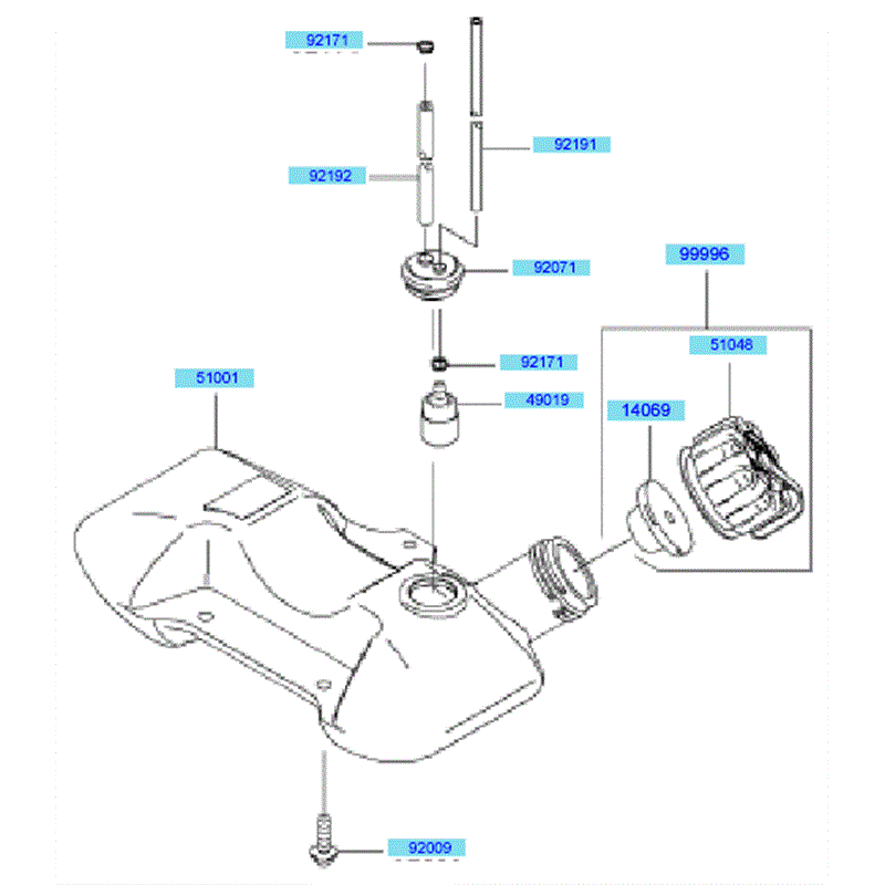 Kawasaki KBH35A  (HA035B-BS50) Parts Diagram, Fuel Tank/ Fuel Valve