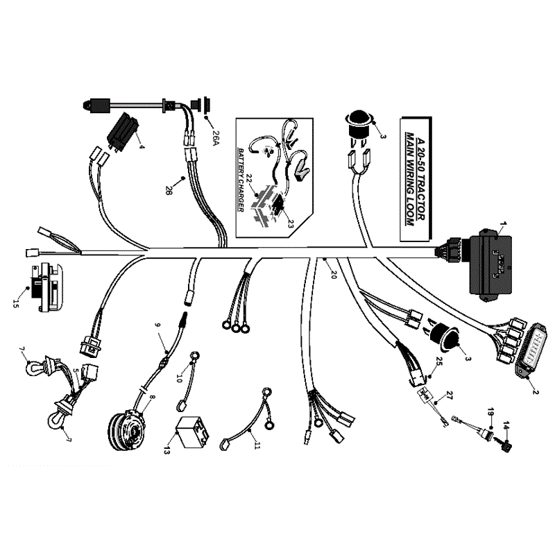 Countax A2050 - A2550 Lawn Tractor 2008 (2008) Parts Diagram, Main Wiring Loom
