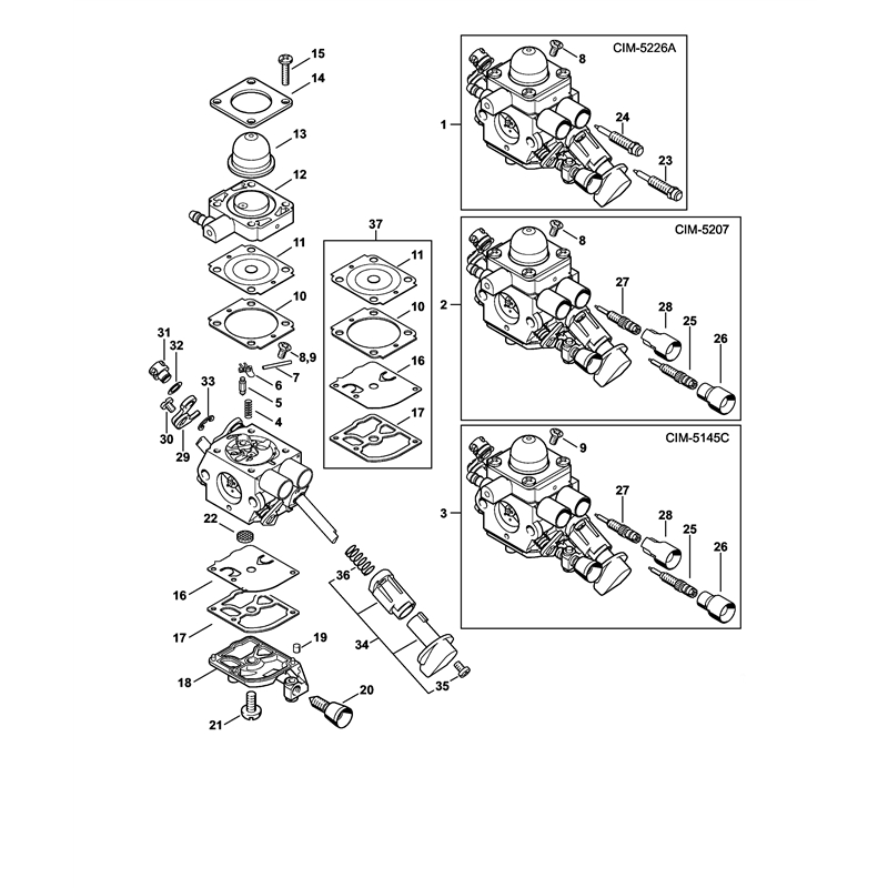 Stihl KM 56 RC-E Engine (KM 56 RC-E) Parts Diagram, Carburettor C1M-S226, C1M-S145
