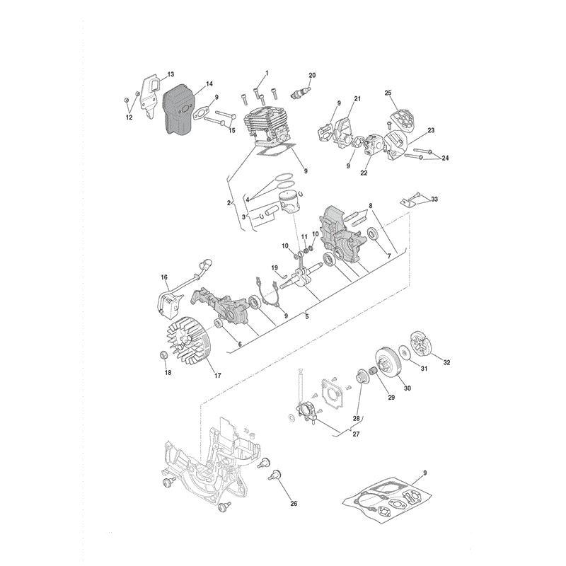 Castel / Twincut / Lawnking P352 Chainsaw (2011) Parts Diagram, Page 1