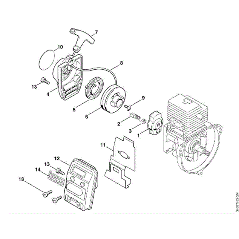Stihl FS 85 Brushcutter (FS85) Parts Diagram, B-Rewind starter, Muffler