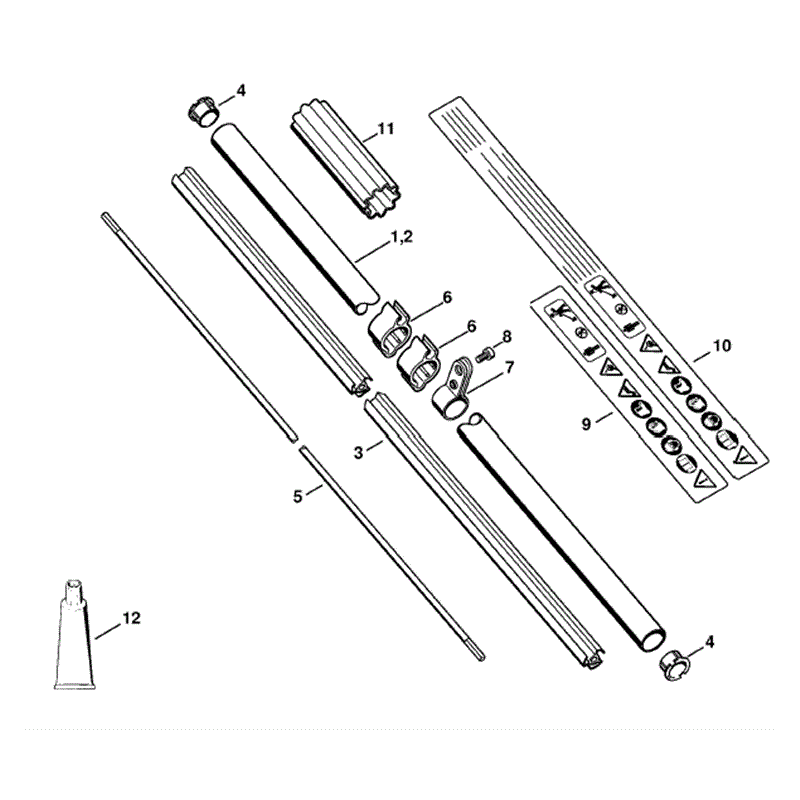 Stihl FS 90 Brushcutter (FS90) Parts Diagram, Drive tube assembly