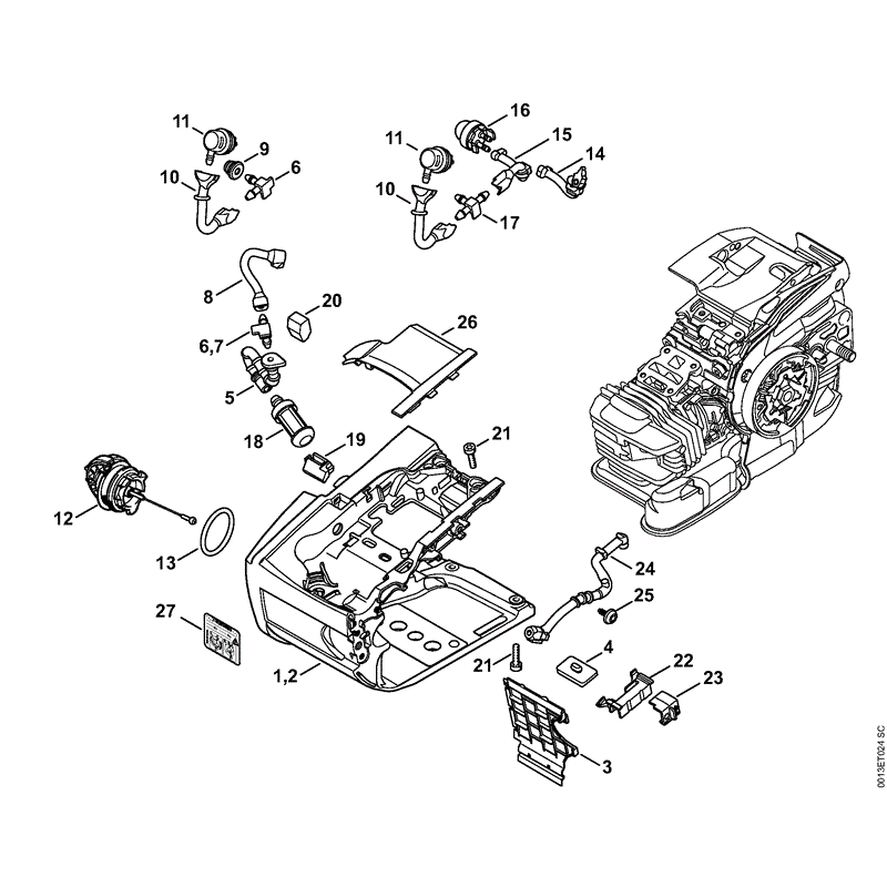 Stihl MS 201 Chainsaw (MS201 CM 2-Mix) Parts Diagram, Tank housing