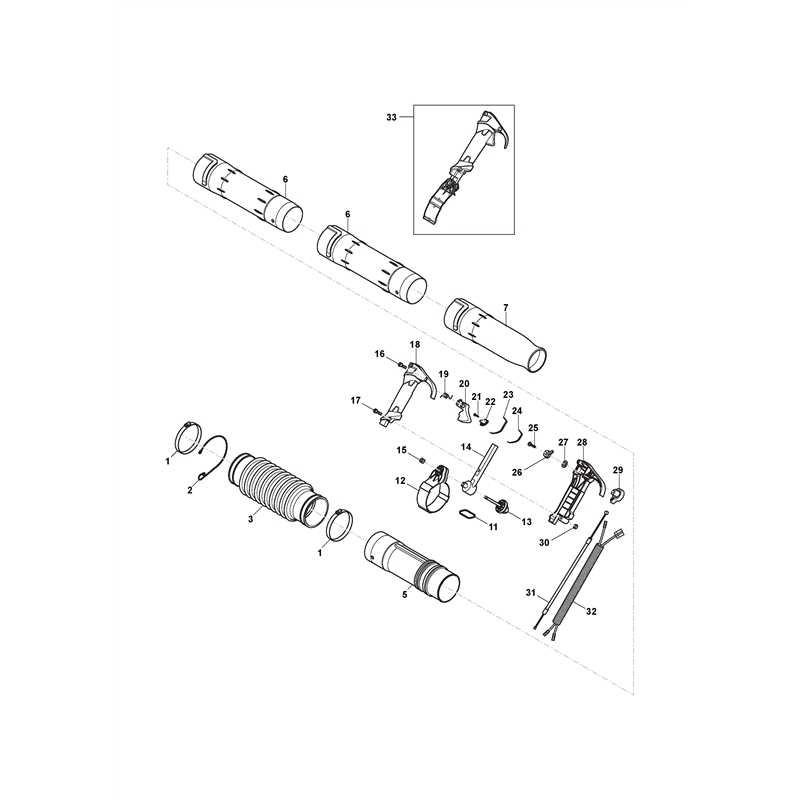 Mountfield MBP 750 Petrol Blower (255175103-M18 [2018-2022]) Parts Diagram, Tubes, Throttle Controls