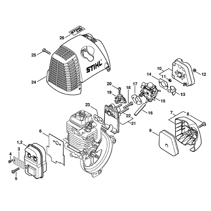 Stihl FS 90 Brushcutter (FS90-R) Parts Diagram, Muffler, Air filter