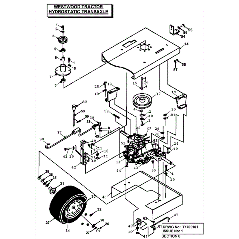 Westwood 2000 - 2001 S&T Series Lawn Tractors (2000-2001) Parts Diagram, Hydrostatic Transaxle Assembly