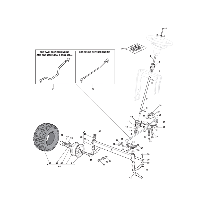 Mountfield 1530H Lawn Tractor (2T2120483-M15 [2019]) Parts Diagram, Steering