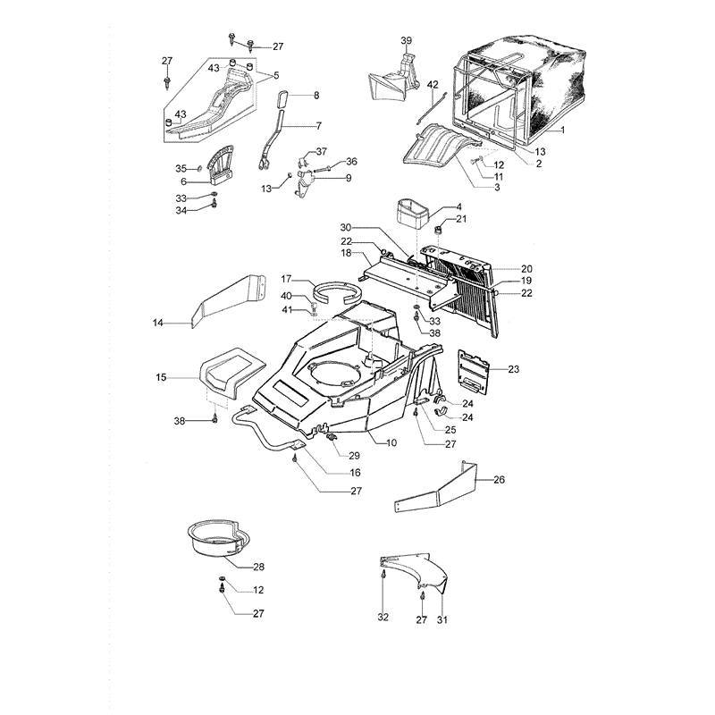 Efco MR 55 HXF Honda Engine Lawnmower (From March 2013) Parts Diagram, Deck