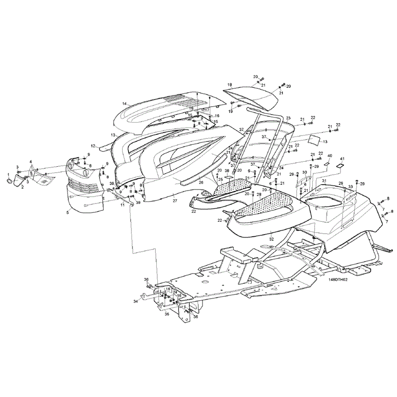Hayter RS14/82 (14/32) (148D260000001-148D260999999) Parts Diagram, Engine Cover & Panels