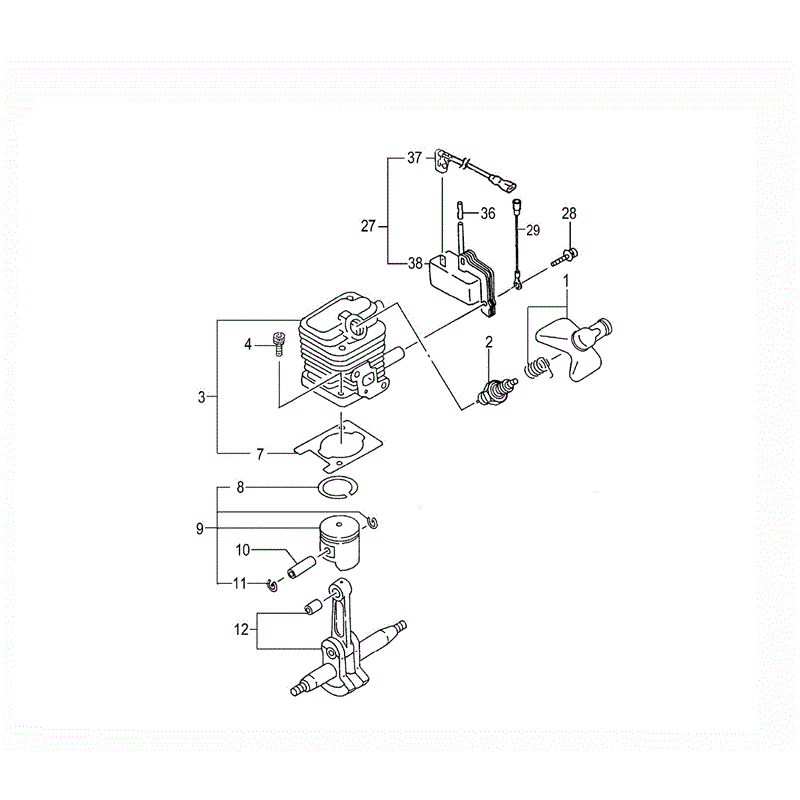 Tanaka THT-2000SA (1650-H50) Parts Diagram, CYLINDER/PISTON/CRANK SHAFT