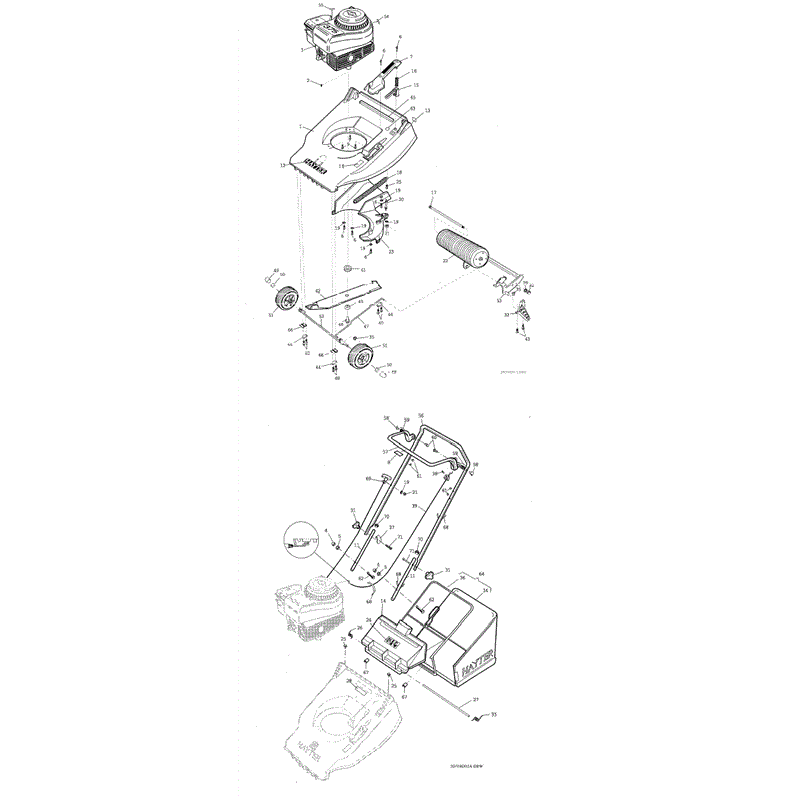Hayter Kestrel Lawnmower (308D001001 - 308D099999) Parts Diagram, Page 1