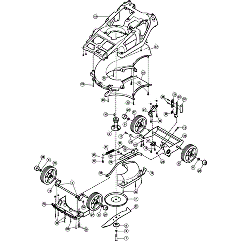 Hayter Spirit 41 Wheeled Lawnmower (616) (616J314000001 - 616J314999999) Parts Diagram, Lower Mainframe