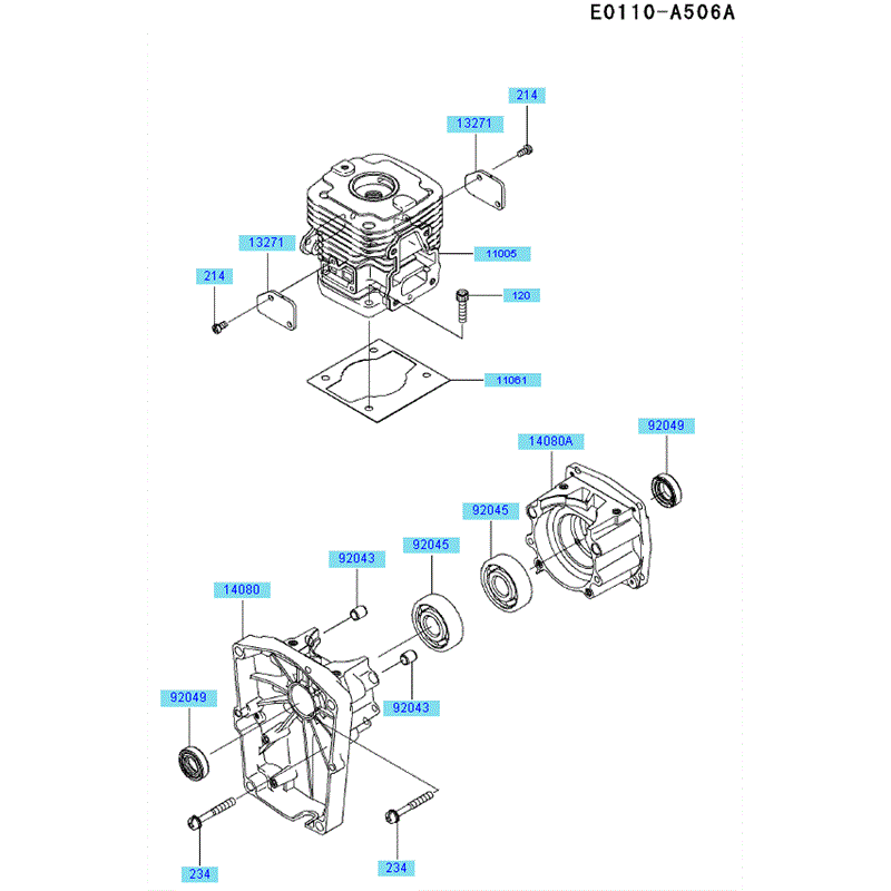 Kawasaki KRB650B (HA650A-AS50) Parts Diagram, Cylinder - Crankcase