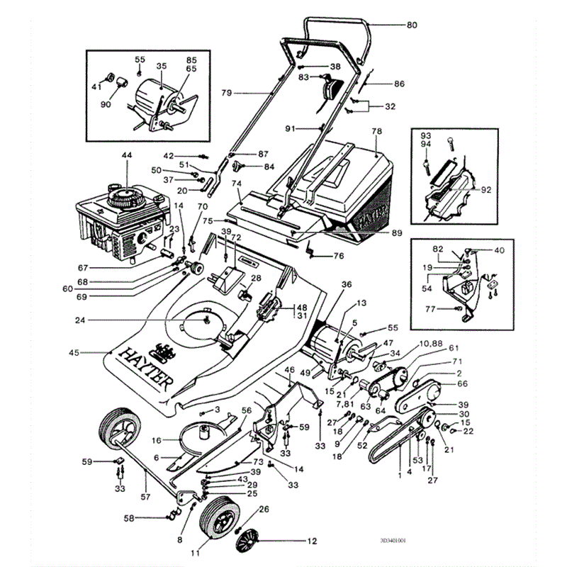 Hayter Harrier 56 (341) Lawnmower (341001083-341001602) Parts Diagram, Mainframe Assembly